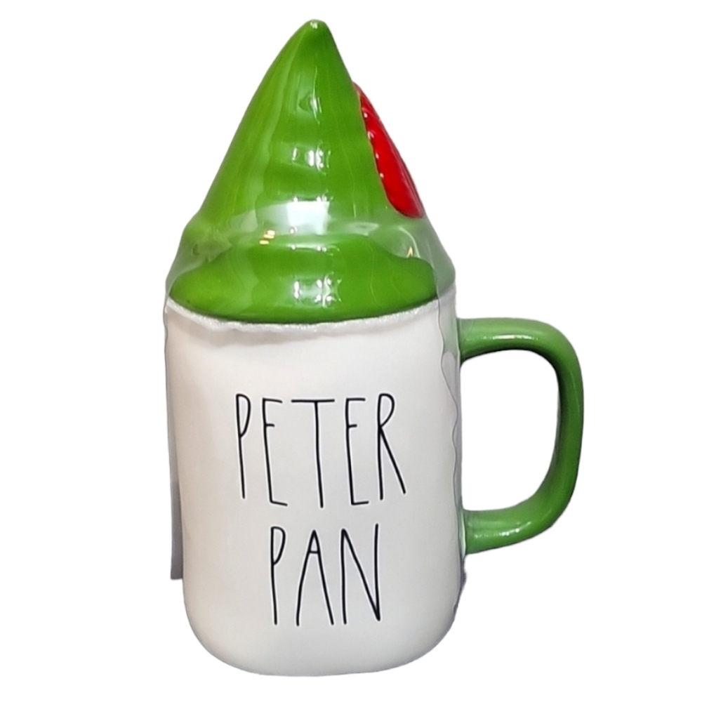 Rae Dunn PETER PAN Double Sided Coffee Mug With Topper Lid New